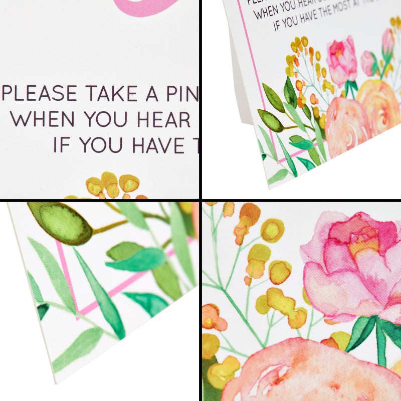 Sparkle and Bash Don't Say Baby Shower Game Sign - 8 x 10 in, 60 Pink Clothespins & Floral Design for Baby Shower Games for Girl - Image 4